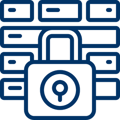 Server racks secured behind a padlock